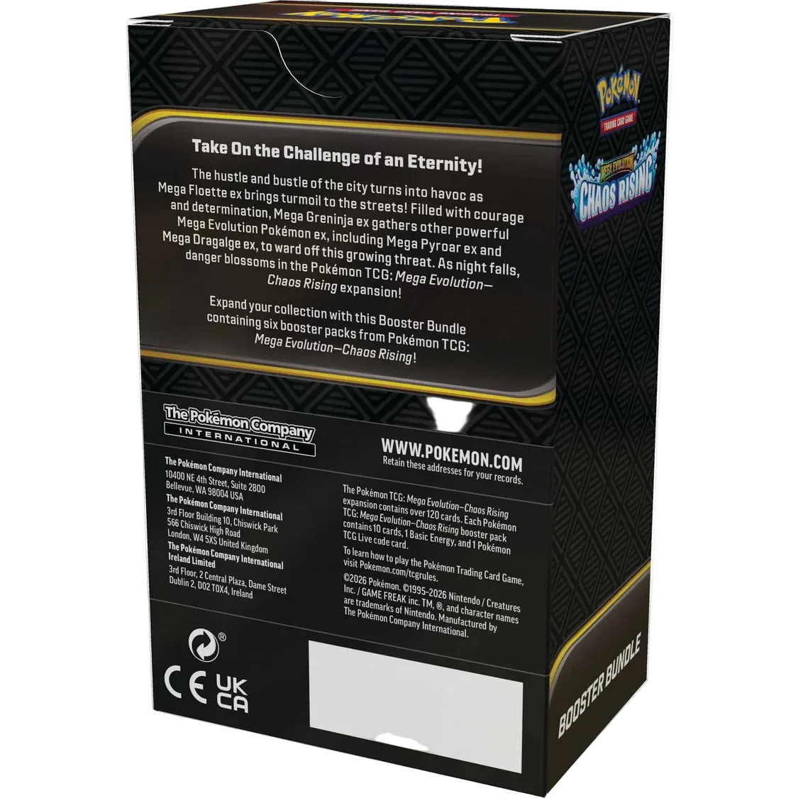 Pokémon Chaos Rising Booster Bundle box back with contents description
