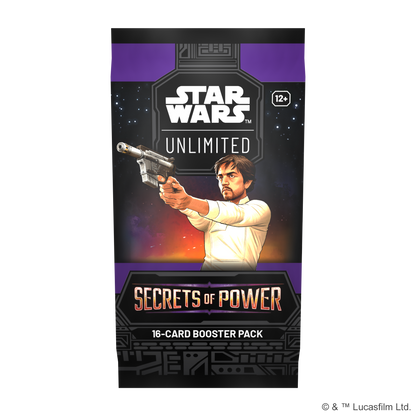 Star Wars Unlimited Secrets of Power booster pack with Cassian Andor, 16 cards per pack