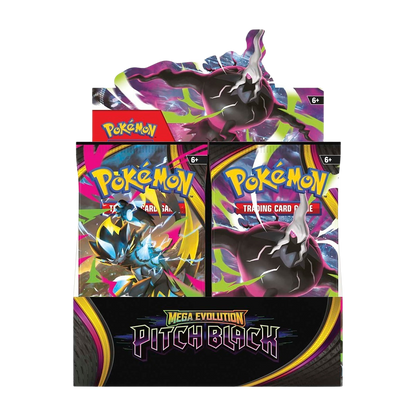 Pokémon Pitch Black Booster Box front on, open display with Mega Darkrai artwork
